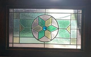 Antique Arts & Crafts Era Jeweled Star Salvaged Stained Leaded Glass Old Window