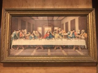 Vintage Jesus Christ The Last Supper Wall Picture 8 X 15 Lambert Product 652