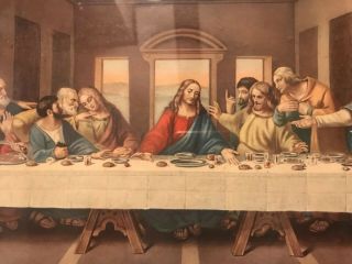 Vintage Jesus Christ The Last Supper Wall Picture 8 X 15 Lambert Product 652 2