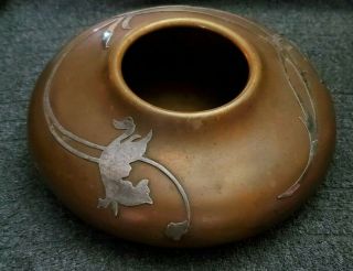 Antique Heintz Sterling On Bronze Art Metal & Crafts Vase