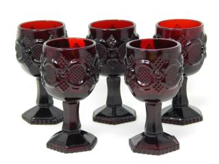 Avon Cape Cod Red Ruby Glass Wine Goblet Stemware 4 1/2 "