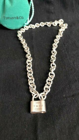 Tiffany & Co Vintage 1837 Padlock Lock Charm Necklace Pendant Necklace