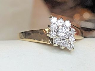 Vintage Estate 14k Gold Natural Diamond Engagement Ring Halo Wedding Signed Tg