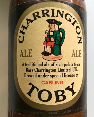 Vtg Charrington Toby Ale Stubby Beer Bottle 12oz Brown Carling O 