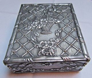 Lovely French Antique Pewter Louis Xvi Style Jewelry Box