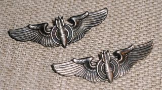Vintage Wwii Sterling Silver Wings 2 Pin Us Army Air Pilot Bomber Badge 412w