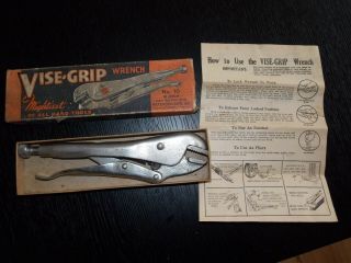 Vintage Vise Grip 10 " Pliers - Made Usa - Petersen Mfg Dewitt,  Nb