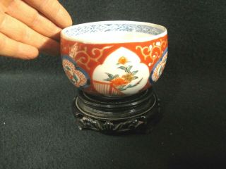 Antique Japanese Meiji (c.  1880) Hand Painted Ceramic Sencha Tea Cup Roses Ginkgo