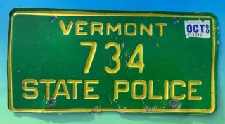 Rare Vintage Vermont State Police License Plate