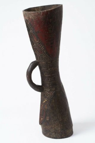 Vintage Papua Guinea Hand Carved Tribal Kundu Drum Signed By Artist Aikiau
