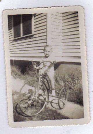 Little Boy - Riding A High Wheel Bicycle - Circa 1920 Or Before Very Cute