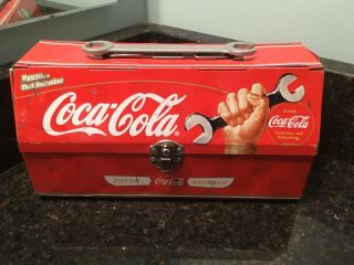 Vintage Coca Cola Tool Box Shaped Metal Lunch Box " Rare