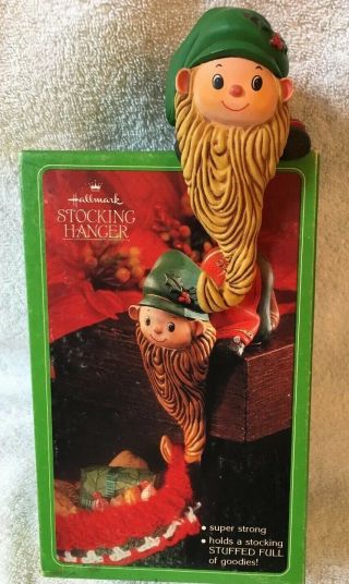 1979 Hallmark Vintage Elf With Long Beard Stocking Hanger Holder