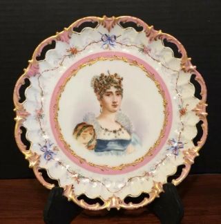 Sevres Hand Painted Portrait Plate Chateau De Tuileries Reticulated Artist Sgnd.
