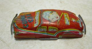 Vintage 1964 Made In Japan 3 " Tin Litho Comic Car M.  P.  On Roof Old Toy Car Ii141