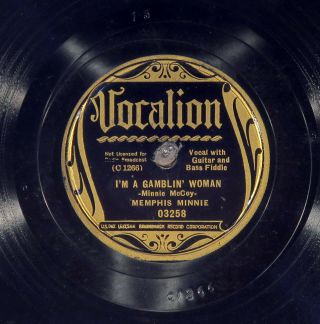 78 Rpm - - Memphis Minnie,  Vocalion 03258,  Ee,  /ee - Blues