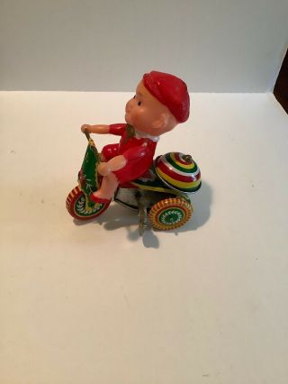 Celluloid Boy Toy China Vintage Bell Cycle Wind Up Tin Litho Great Vintage Piece