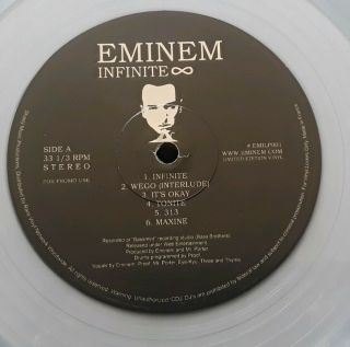 Eminem Infinite Clear Vinyl France Import Reissue Promo rare D12 Soul Intent 3