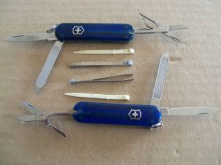 2x - Victorinox Swiss Army Knife Classic Sd Translucent Blue Very Good/excellent