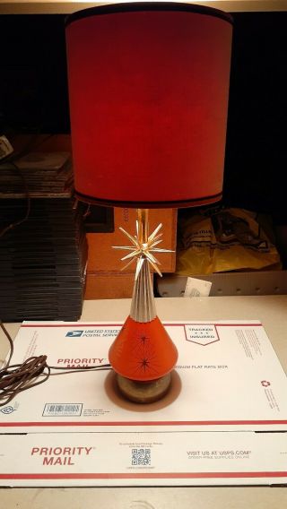 Vintage Mid Century Modern Orange Gold Atomic Sputnik Starburst Lamp Glass Shade