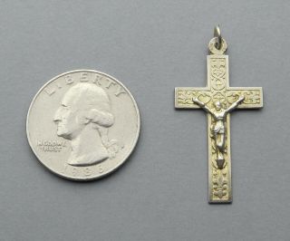 French,  Antique Religious Sterling Crucifix.  Silver Cross.  Jesus Christ. 2