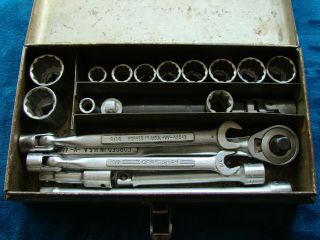 Vintage Craftsman 1/2 " Drive Socket Set In Metal Box Ratchet,  Extentions,  Adapter