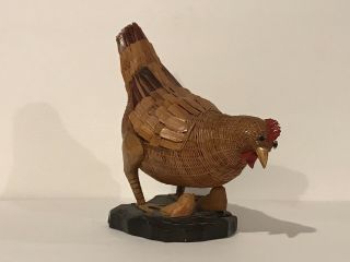 Vintage Finely Woven Wicker Chicken Hen With Chicks Made By Shanghai Handicrafts