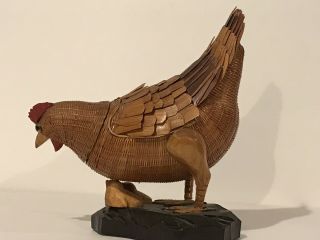 Vintage Finely Woven Wicker Chicken Hen With Chicks Made by Shanghai Handicrafts 3