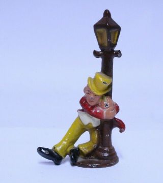 Vintage Cast Iron Drunk Man Holding Onto Lamp Post Bottle Opener