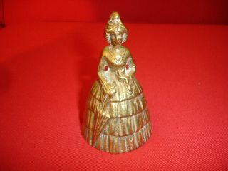 Vintage Brass Lady Bell With Umbrella With Clapper 4 " Tall
