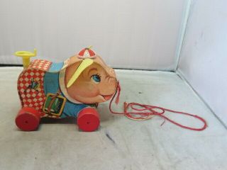 Vtg Fisher Price Peter Pig Pull Toy Wooden