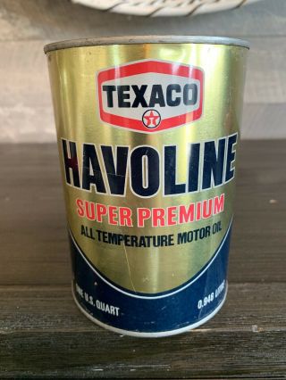 Full Vintage Texaco Havoline Metal Motor Oil Can