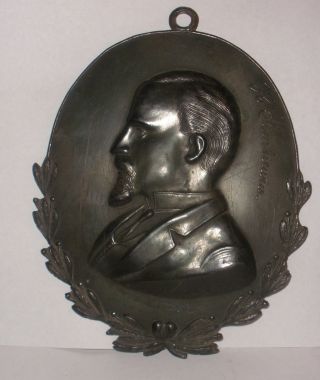 Rare Antique A.  E Metal W/ Bronze Patina Plaque Henryk Sienkiewicz Polish Author