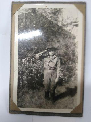 Boy Scout Photo,  1940,  Cabinet Photo Of Boy Scout In Uniform,  Saluting,  Missouri