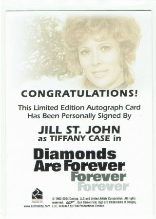 James Bond Heroes & Villains Autograph Card Jill St John as Tiffany Case 2