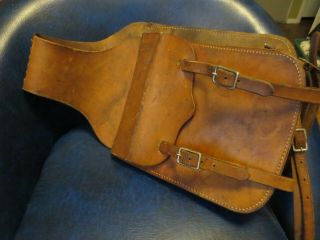Vintage Very Heavy Leather Western Horse Saddle Bags Hard Sided Saddlebag