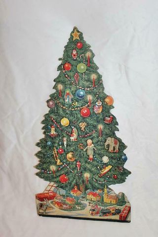 Vintage 1940s Dennison Die Cut Christmas Tree 20 1/2 " Tall Look