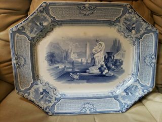 Antique Ironstone Corrella Pattern Platter 1850 - 1860,  Size 11 - 1/2 " X 15 "
