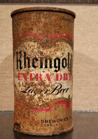 1940 Woodgrain Rheingold Extra Dry Lager Irtp Flat Top Beer Can Liebmann Ny