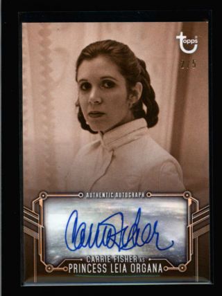 Carrie Fisher As Princess Leia Rare Topps Star Wars B&w Autograph Auto /5 Fd8041