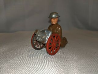 Vintage Barclay Manoil Lead Toy Soldier Mechanical Artillery Canon