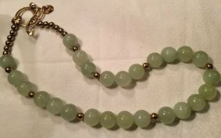 Vintage Celadon Green Jade Bead Necklace 18”