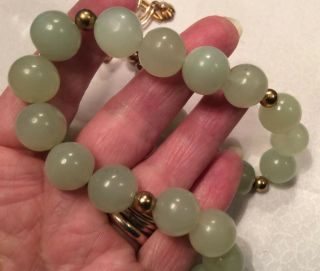 Vintage Celadon Green Jade Bead Necklace 18” 2