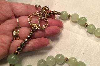 Vintage Celadon Green Jade Bead Necklace 18” 3
