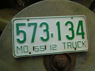 Vintage Missouri 1955 Truck License Plate 573 - 134,  Mo