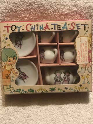 Vintage Toy China Tea Set Japan No.  3670 Boy And Girl.