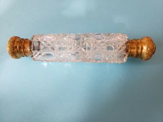 Very Large Antique Victorian Cut Glass Dual Lay Down Perfume Scent Bottle