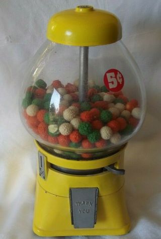 Vintage Regal 5 Cent Gumball Candy Nut Machine Glass Globe No Key