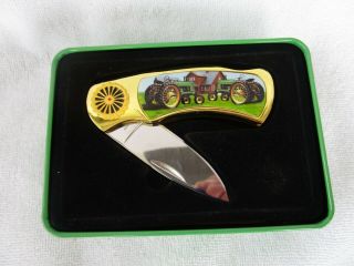 John Deere Stainless Folding Knife In Commemorative Tin QUALITY ITEM 3