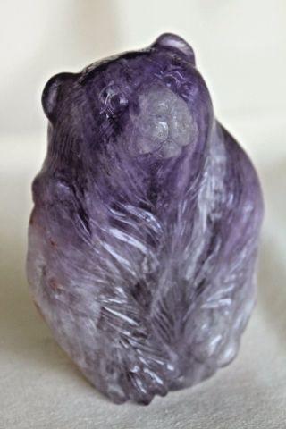 Fine Vintage Natural Purple Amethyst Hand Carved Hard Stone Russian Bear Figure